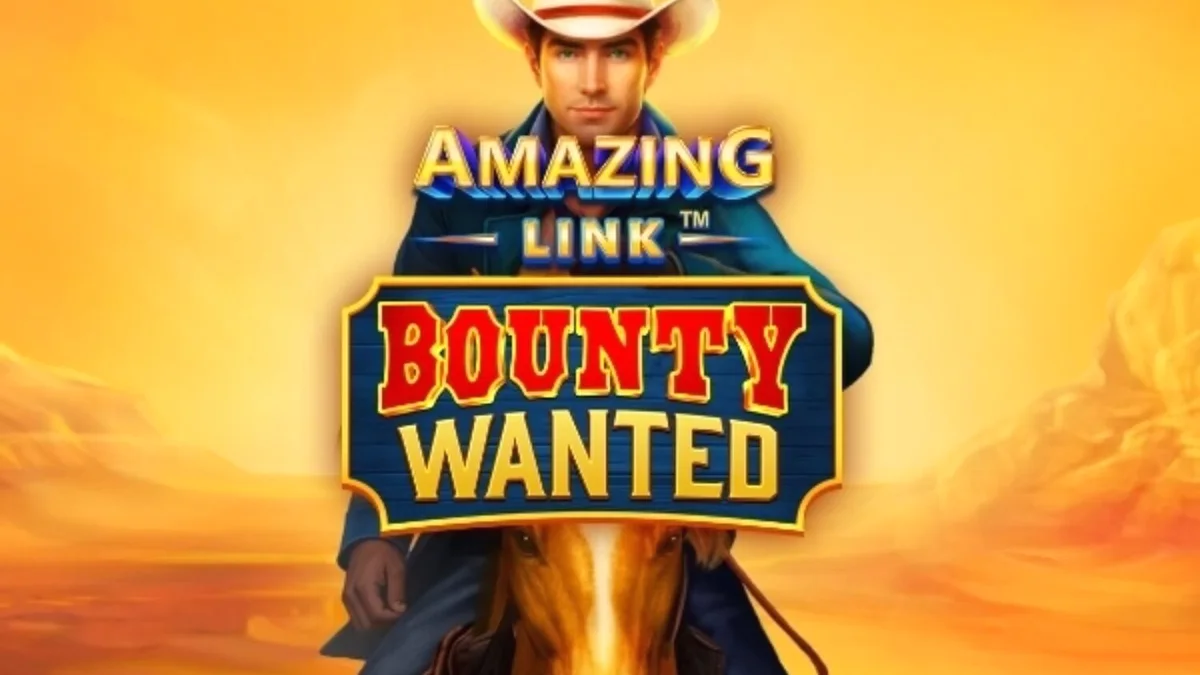 Cenário desértico e temático de faroeste do slot Amazing Link Bounty Wanted